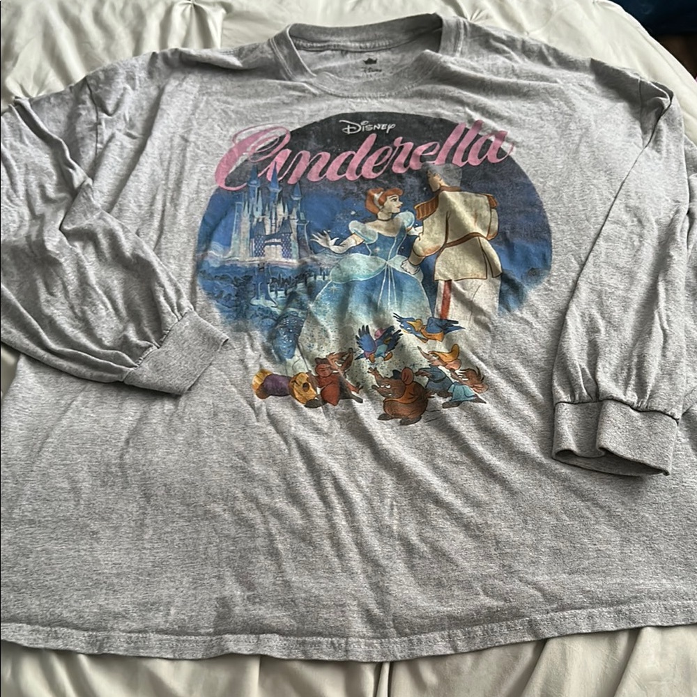 Disney Cinderella Gray Graphic Long Sleeve